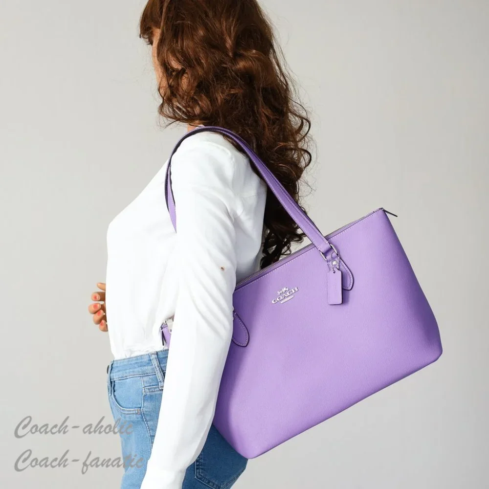 NWT Coach CH285 Crossgrain Leather Gallery Tote Shoulder Bag in Iris